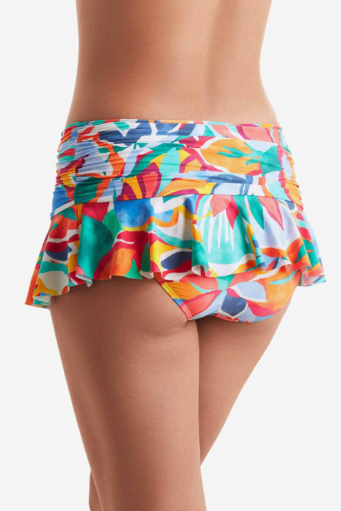 Back of multicolor floral swim skirt