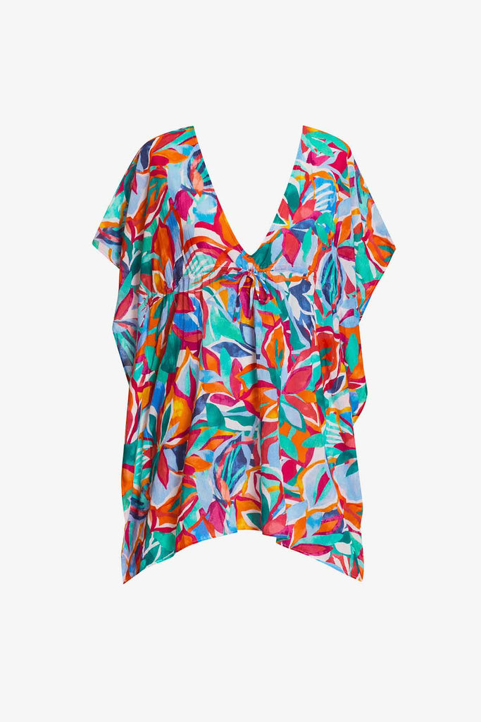 Multicolored floral caftan swim dress cover up