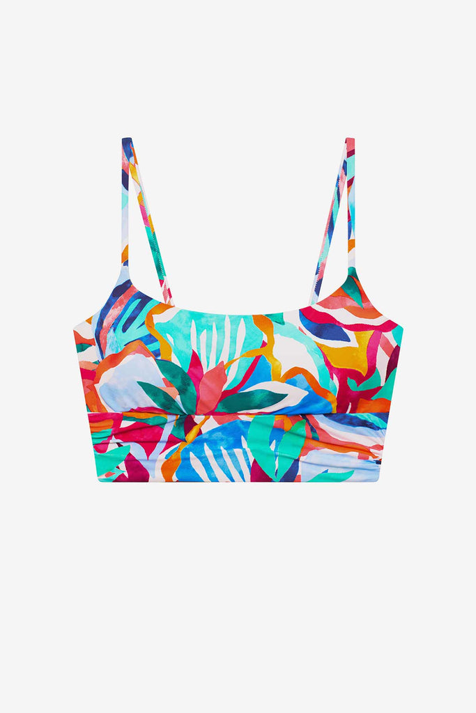 Multicolored floral print midkini top 