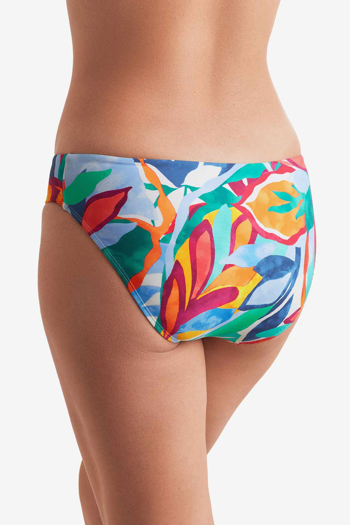 Back of multicolored floral print swim bottoms