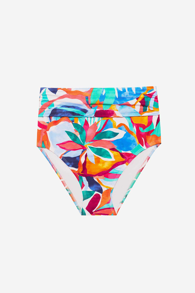 Multicolor floral high-waisted swim bottoms