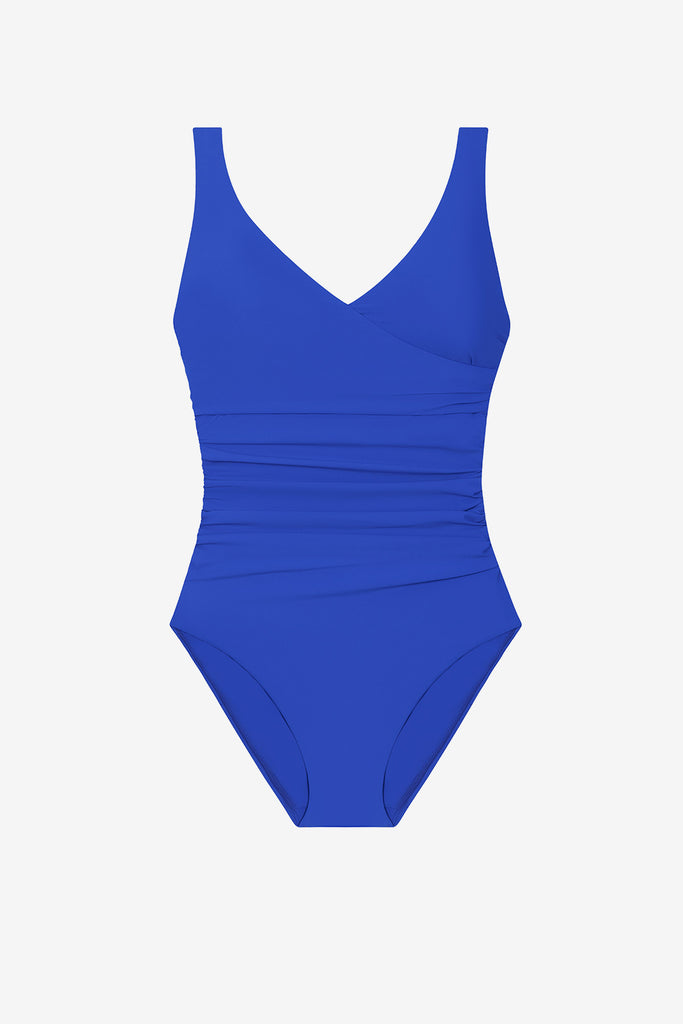 Blue one-piece swimsuit