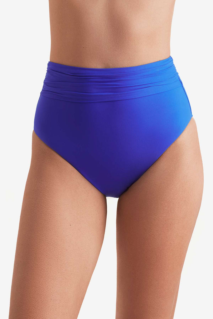 Front of blue swim bottoms