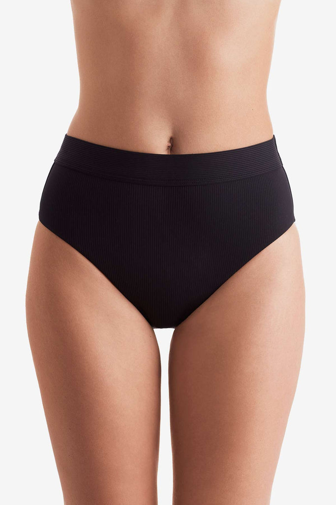 Front of black swim bottoms