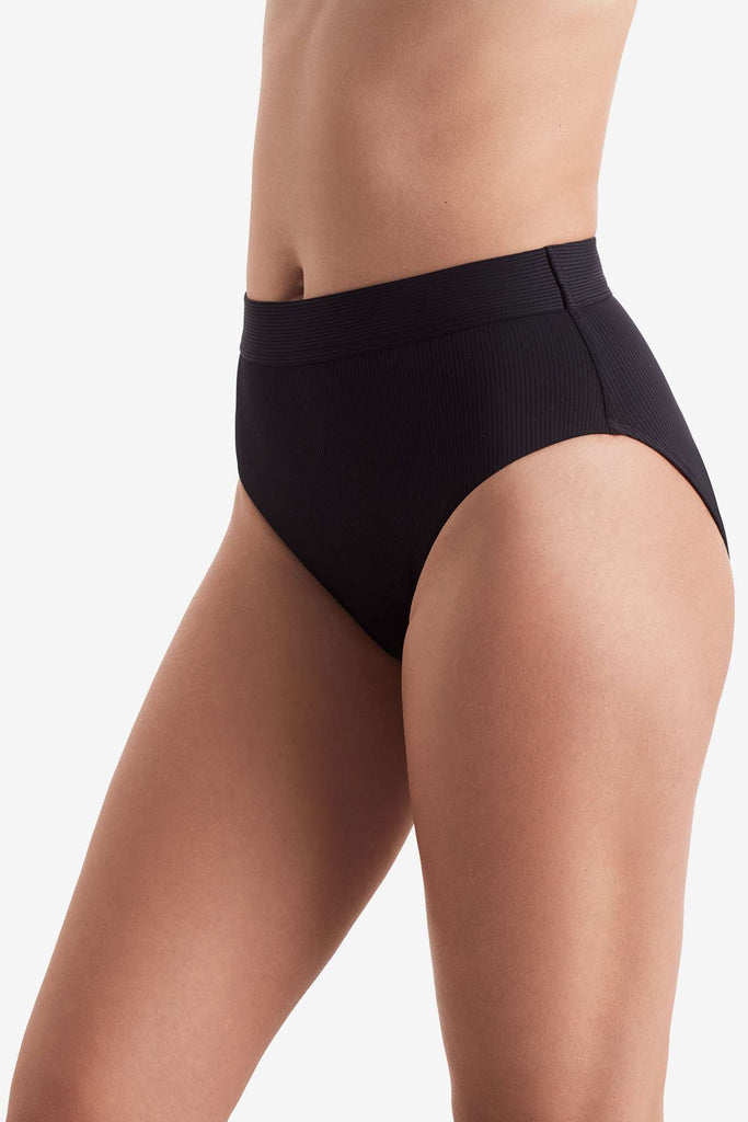 Side of black swim bottoms