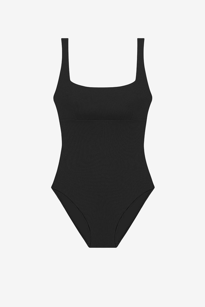 Black one-piece swimsuit